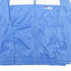 FILA Womens Blue & White Shell Jacket L Polyester Blend Zip Sportswear Casual
