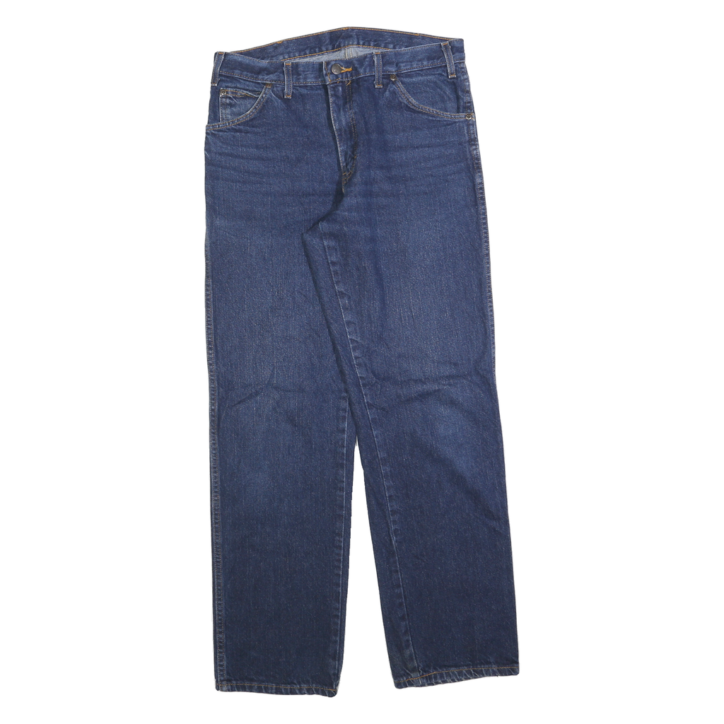 DICKIES Mens Blue Regular Fit Straight Denim W31 L32 Cotton Blend Jeans Zip