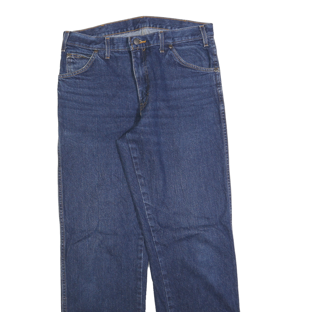 DICKIES Mens Blue Regular Fit Straight Denim W31 L32 Cotton Blend Jeans Zip