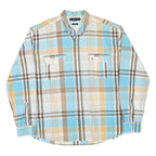 TOMMY HILFIGER Mens Blue & Beige Check Shirt 2XL Cotton Blend Button Pocket