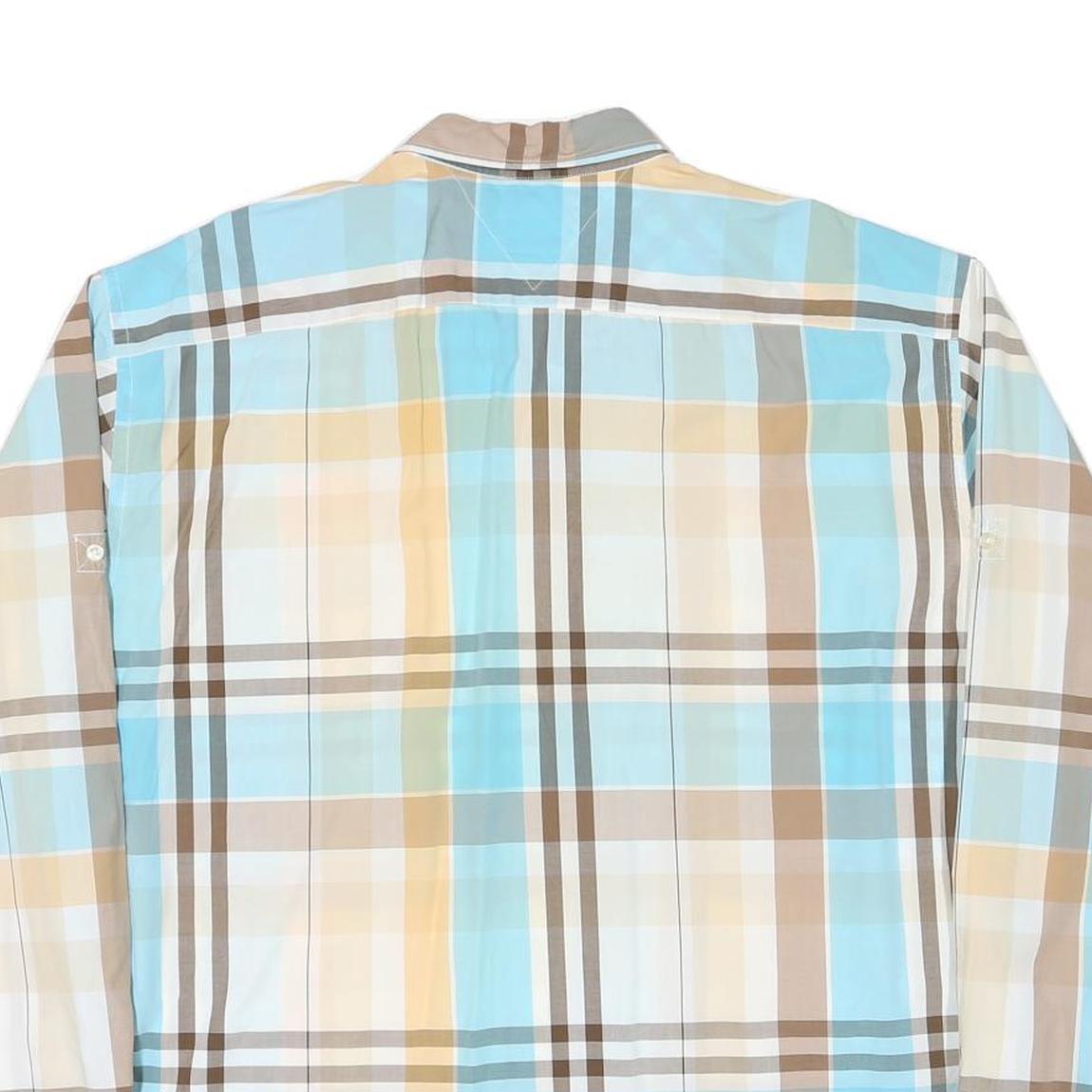 TOMMY HILFIGER Mens Blue & Beige Check Shirt 2XL Cotton Blend Button Pocket