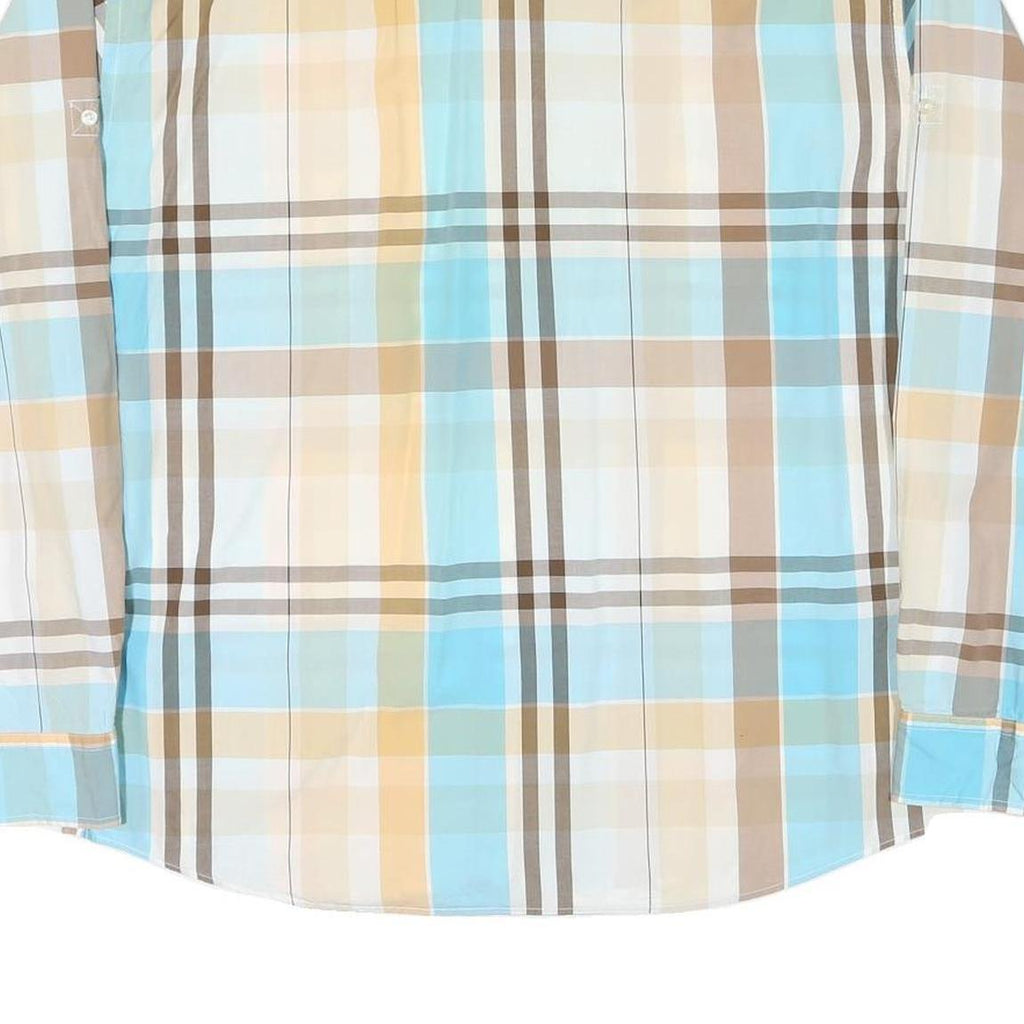 TOMMY HILFIGER Mens Blue & Beige Check Shirt 2XL Cotton Blend Button Pocket