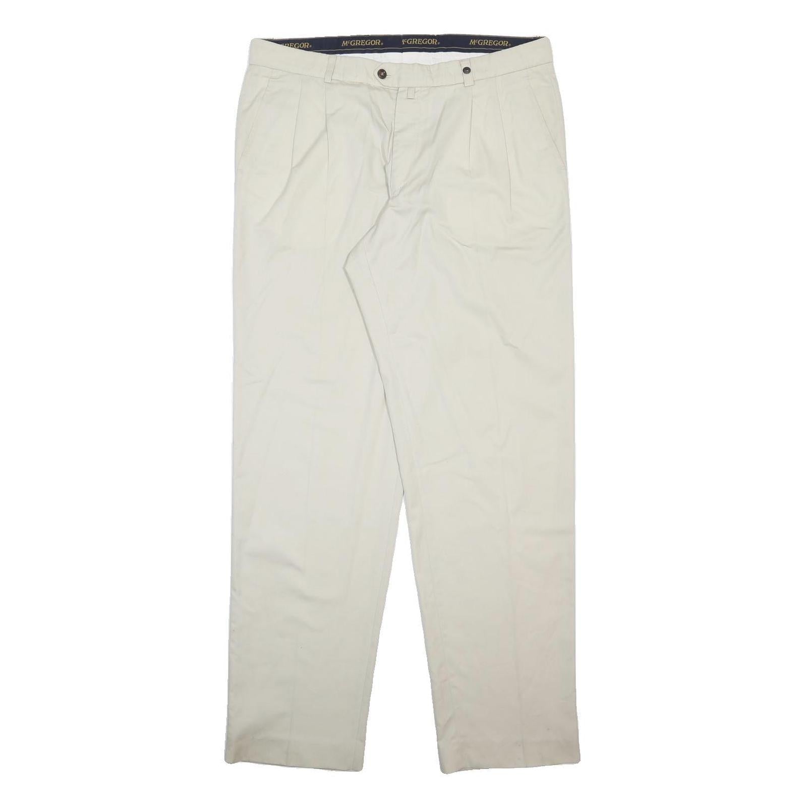 MCGREGOR Mens Cotton Beige Regular Fit Straight Leg Trousers W37 L34 Classic