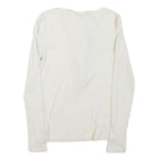 LAUREN RALPH LAUREN Womens White Ruffle Front Cotton Blend Long Sleeve Round