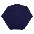 Mens Patterned Jumper Blue Diamond High Neck Open Knit L