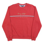 TOMMY HILFIGER Mens Red Crew Neck L Sweatshirt Cotton Blend Pullover Casual
