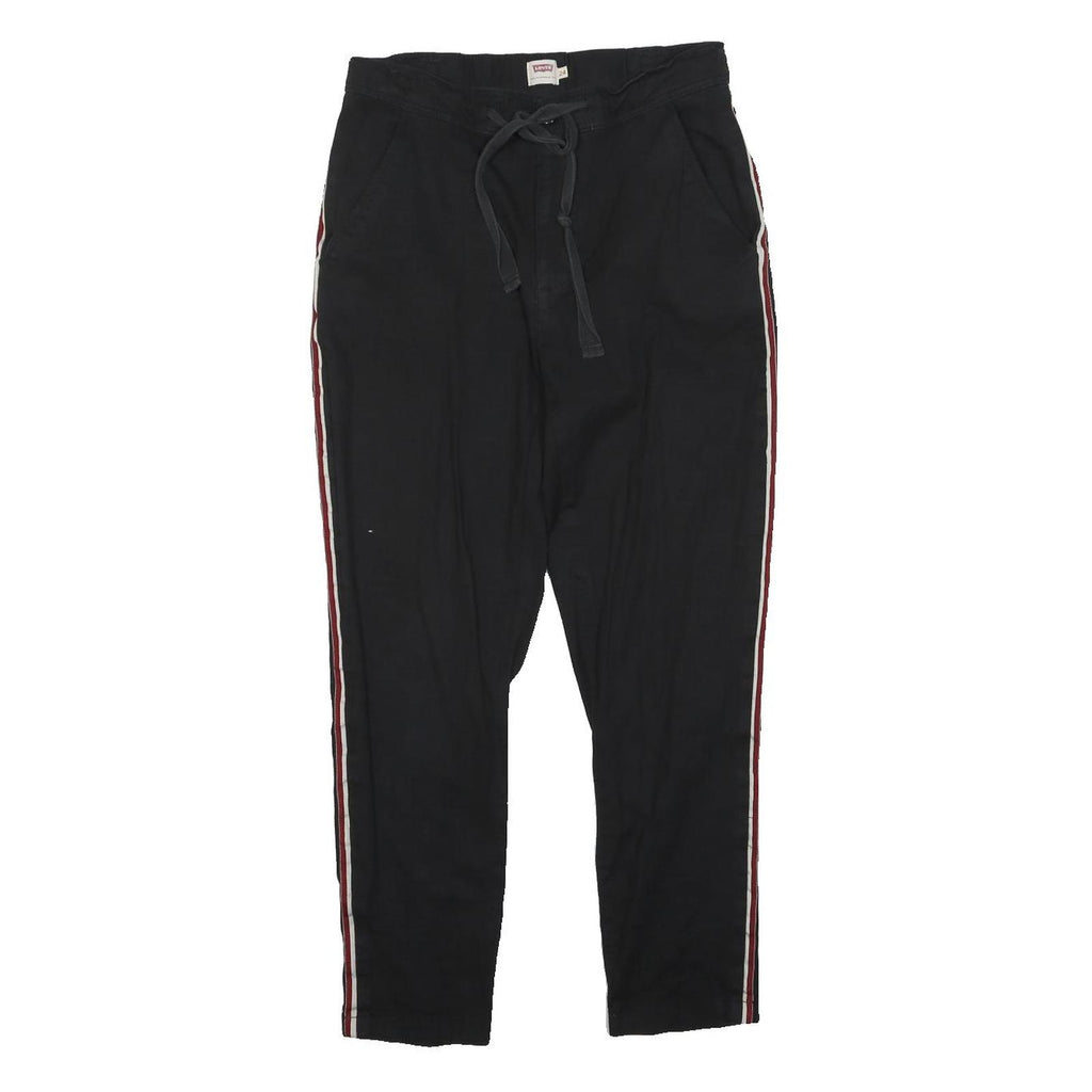 LEVI'S Womens Cotton Blend Black Slim Trousers W26 L25 Drawstring Casual