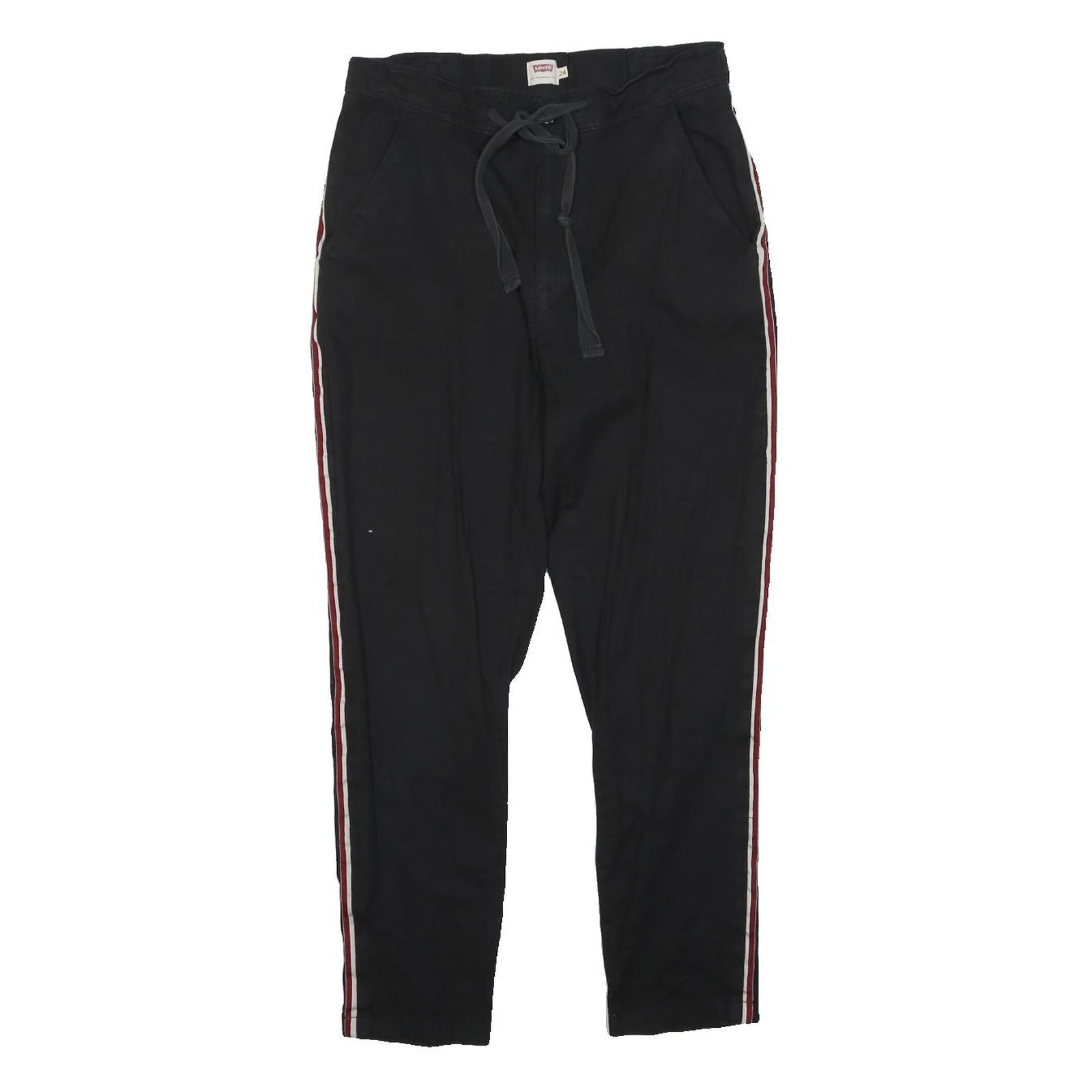 LEVI'S Womens Cotton Blend Black Slim Trousers W26 L25 Drawstring Casual