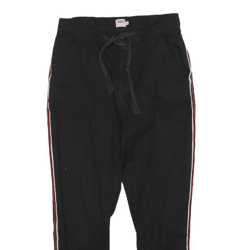 LEVI'S Womens Cotton Blend Black Slim Trousers W26 L25 Drawstring Casual