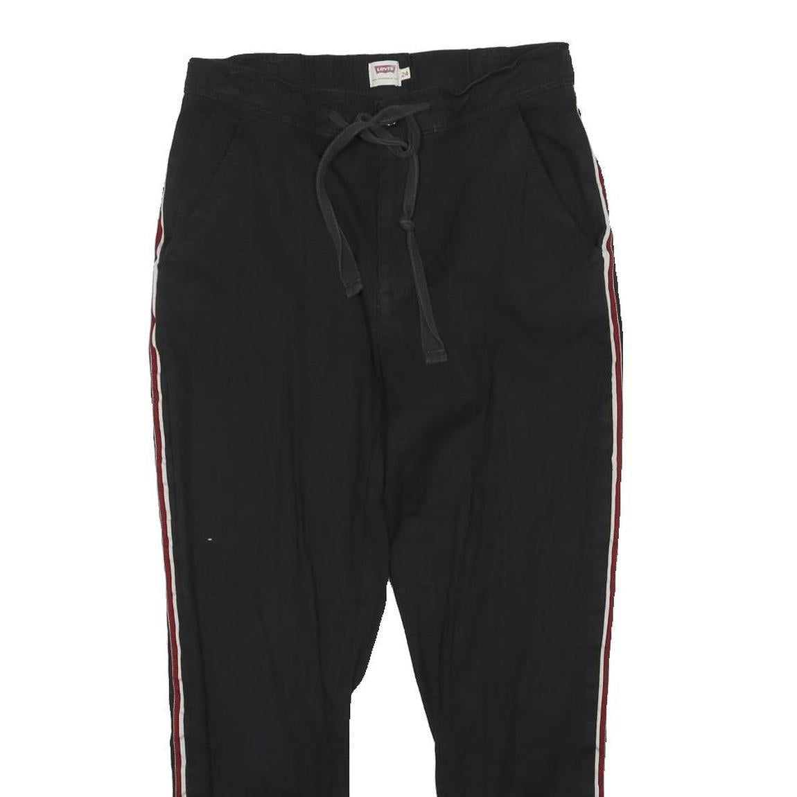 LEVI'S Womens Cotton Blend Black Slim Trousers W26 L25 Drawstring Casual