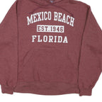 JERZEES Mens Maroon Mexico Beach Florida Pullover Hoodie M Cotton Blend