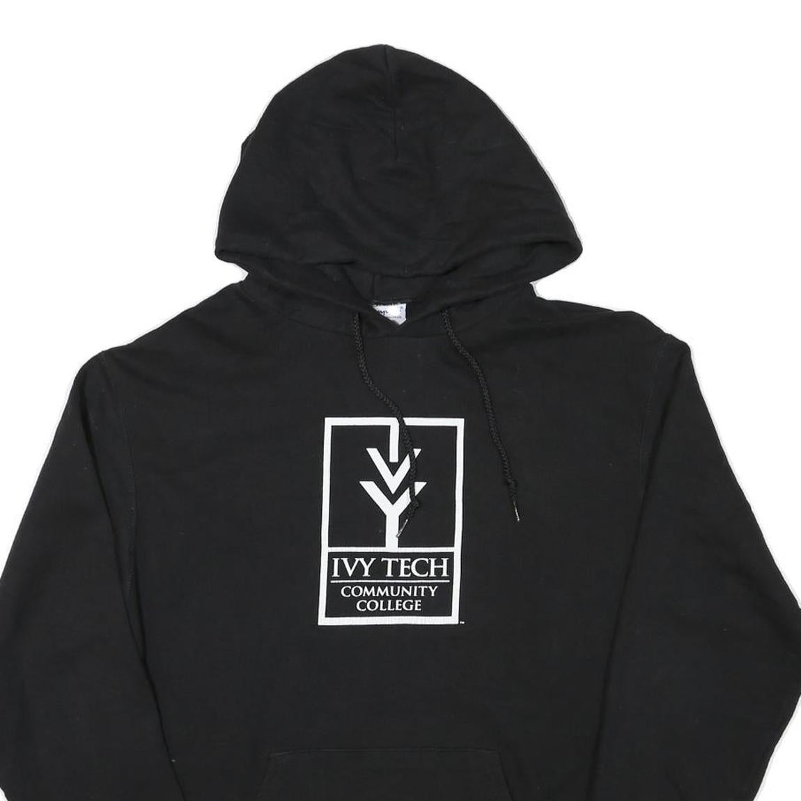 CHAMPION Mens Black Ivy Tech Community College Pullover Hoodie M Cotton Blend