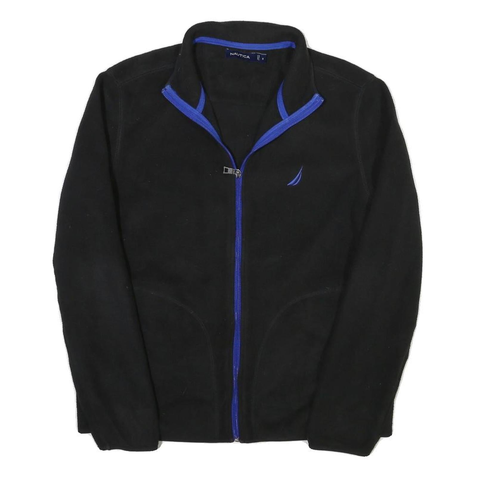 NAUTICA Mens Black & Blue Jacket S Polyester Blend Plain Zip Up Casual