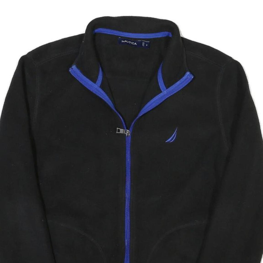 NAUTICA Mens Black & Blue Jacket S Polyester Blend Plain Zip Up Casual