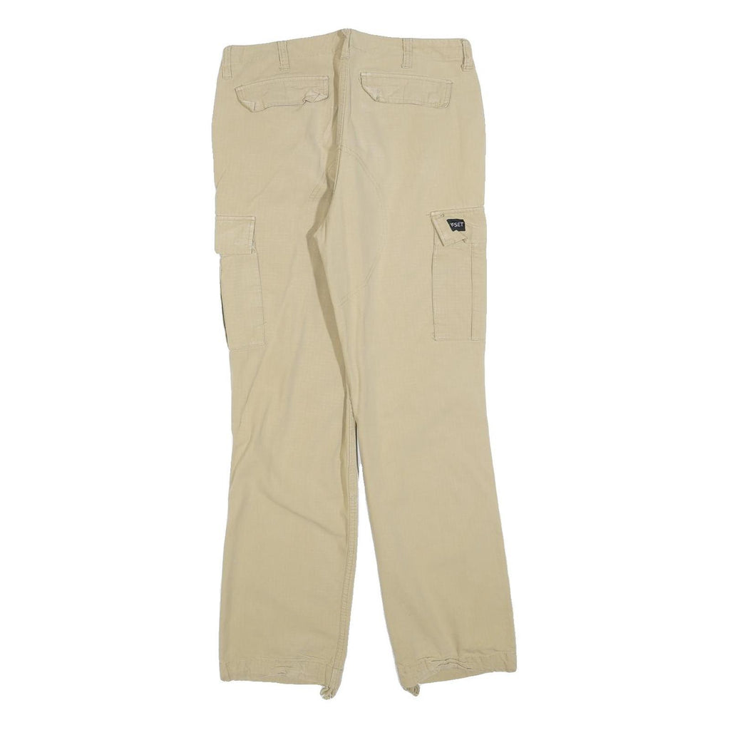 RESET Womens Cotton Blend Beige Regular Cargo Trousers W30 L30 Casual Zip