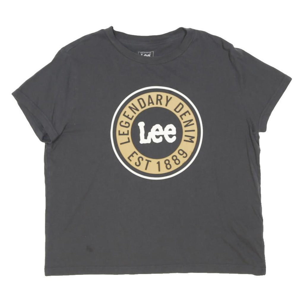 LEE Womens Black Legendary Denim Est 1889 Graphic T-Shirt S Short Sleeve Crew