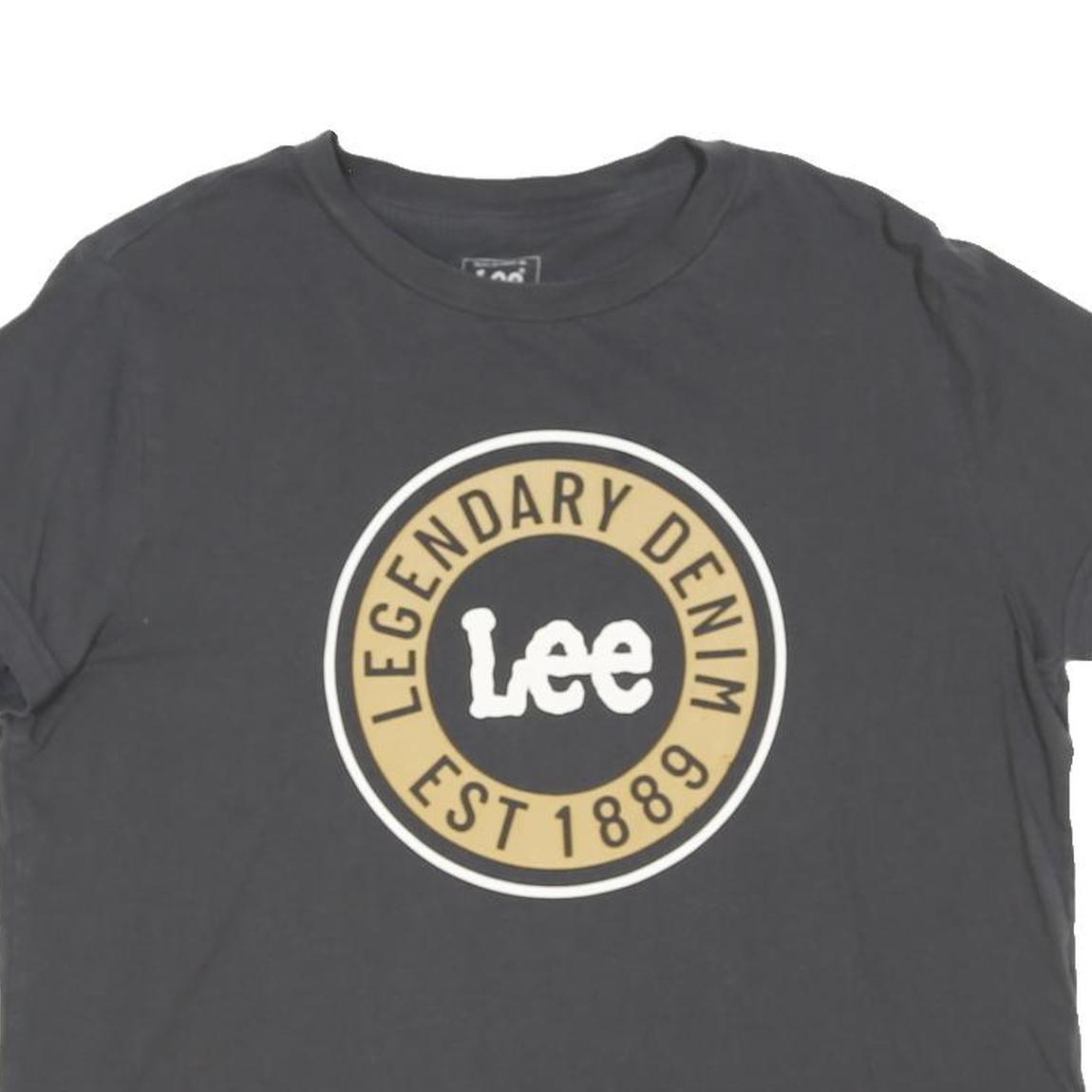 LEE Womens Black Legendary Denim Est 1889 Graphic T-Shirt S Short Sleeve Crew