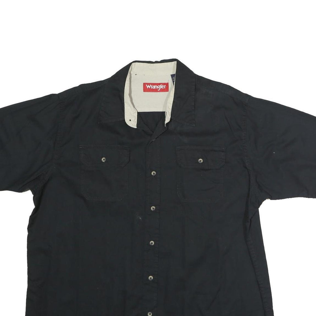 WRANGLER Mens Black Short Sleeve Cotton Shirt XL Casual Button Pocket