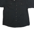 WRANGLER Mens Black Short Sleeve Cotton Shirt XL Casual Button Pocket