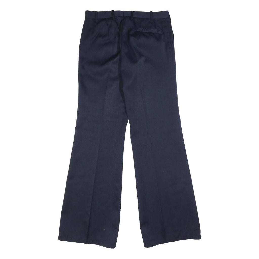 Mens Navy Relaxed Wide-Leg Trousers W32 L35 Formal Classic Zip Pockets