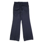 Mens Navy Relaxed Wide-Leg Trousers W32 L35 Formal Classic Zip Pockets