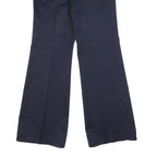 Mens Navy Relaxed Wide-Leg Trousers W32 L35 Formal Classic Zip Pockets
