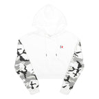 KARL KANI Womens White & Grey Camo Hoodie S Cropped Cotton Blend
