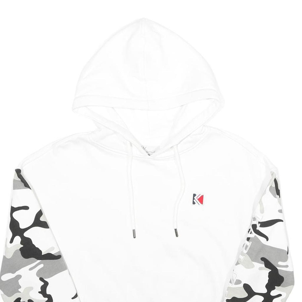 KARL KANI Womens White & Grey Camo Hoodie S Cropped Cotton Blend