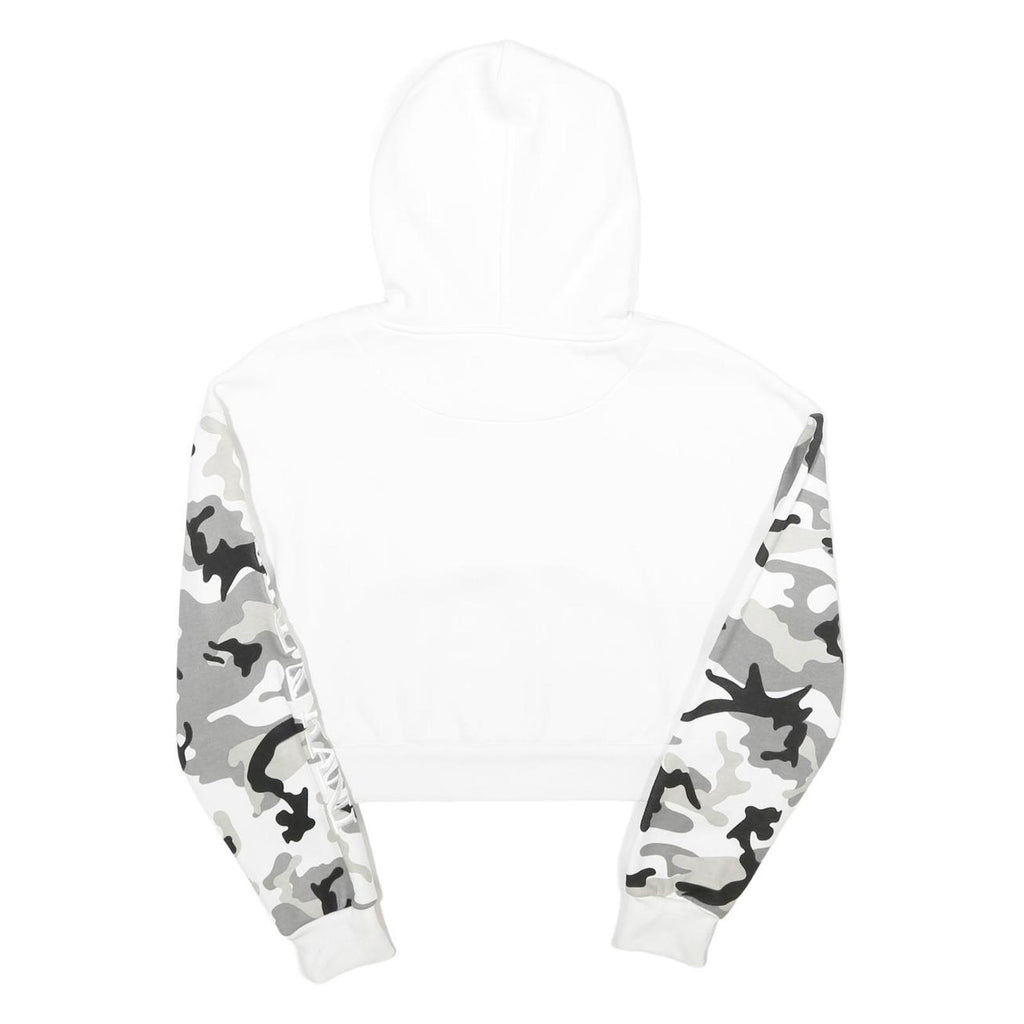 KARL KANI Womens White & Grey Camo Hoodie S Cropped Cotton Blend