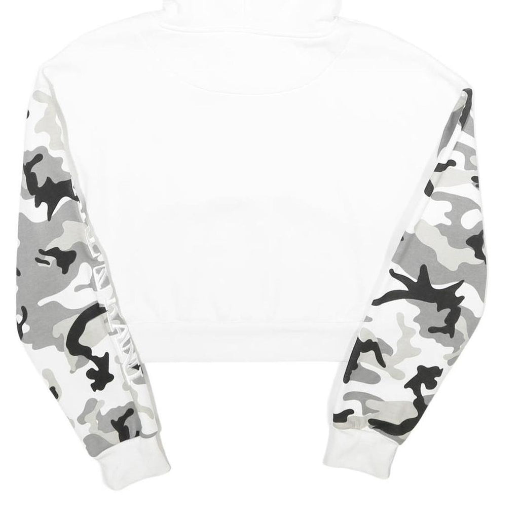 KARL KANI Womens White & Grey Camo Hoodie S Cropped Cotton Blend