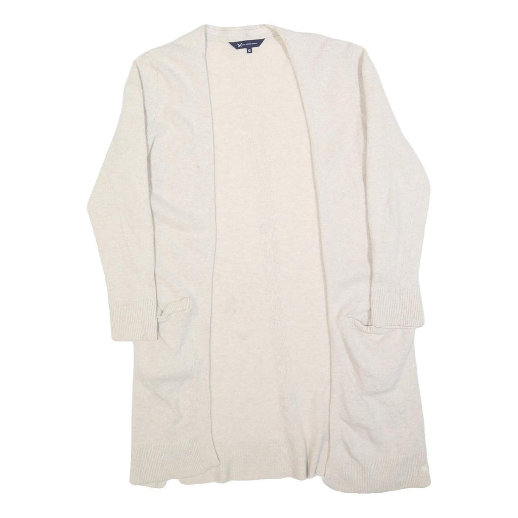 CREW CLOTHING Womens Cream Open Front Plain Crew Neck Wool Blend Jumper M