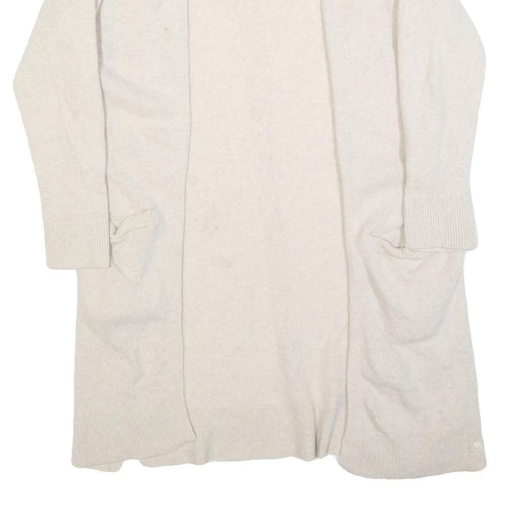 CREW CLOTHING Womens Cream Open Front Plain Crew Neck Wool Blend Jumper M