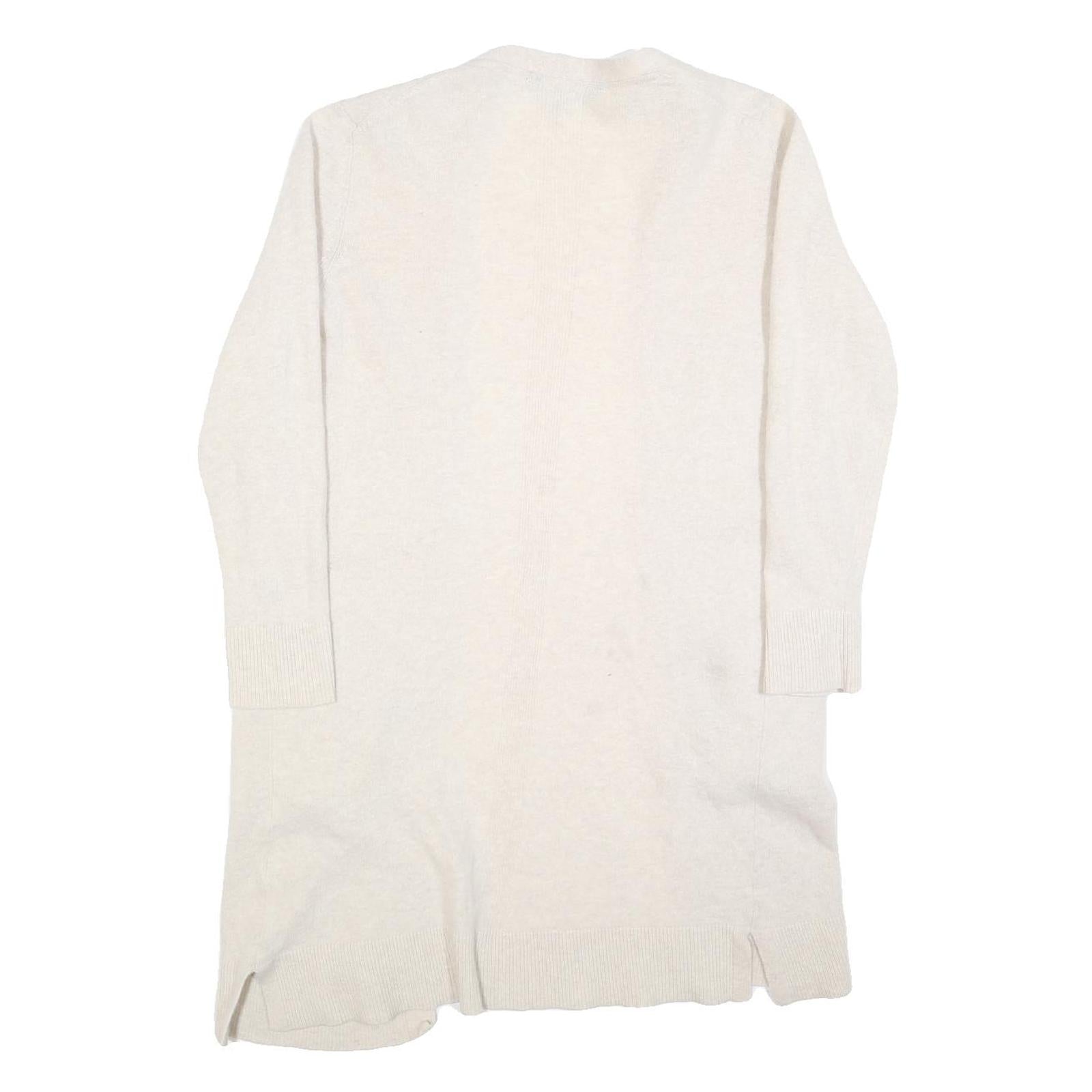 CREW CLOTHING Womens Cream Open Front Plain Crew Neck Wool Blend Jumper M