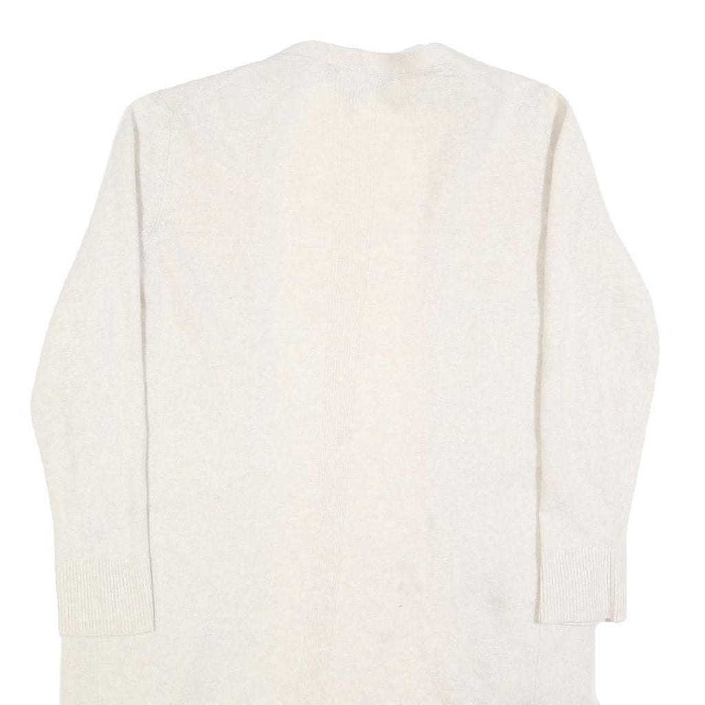 CREW CLOTHING Womens Cream Open Front Plain Crew Neck Wool Blend Jumper M