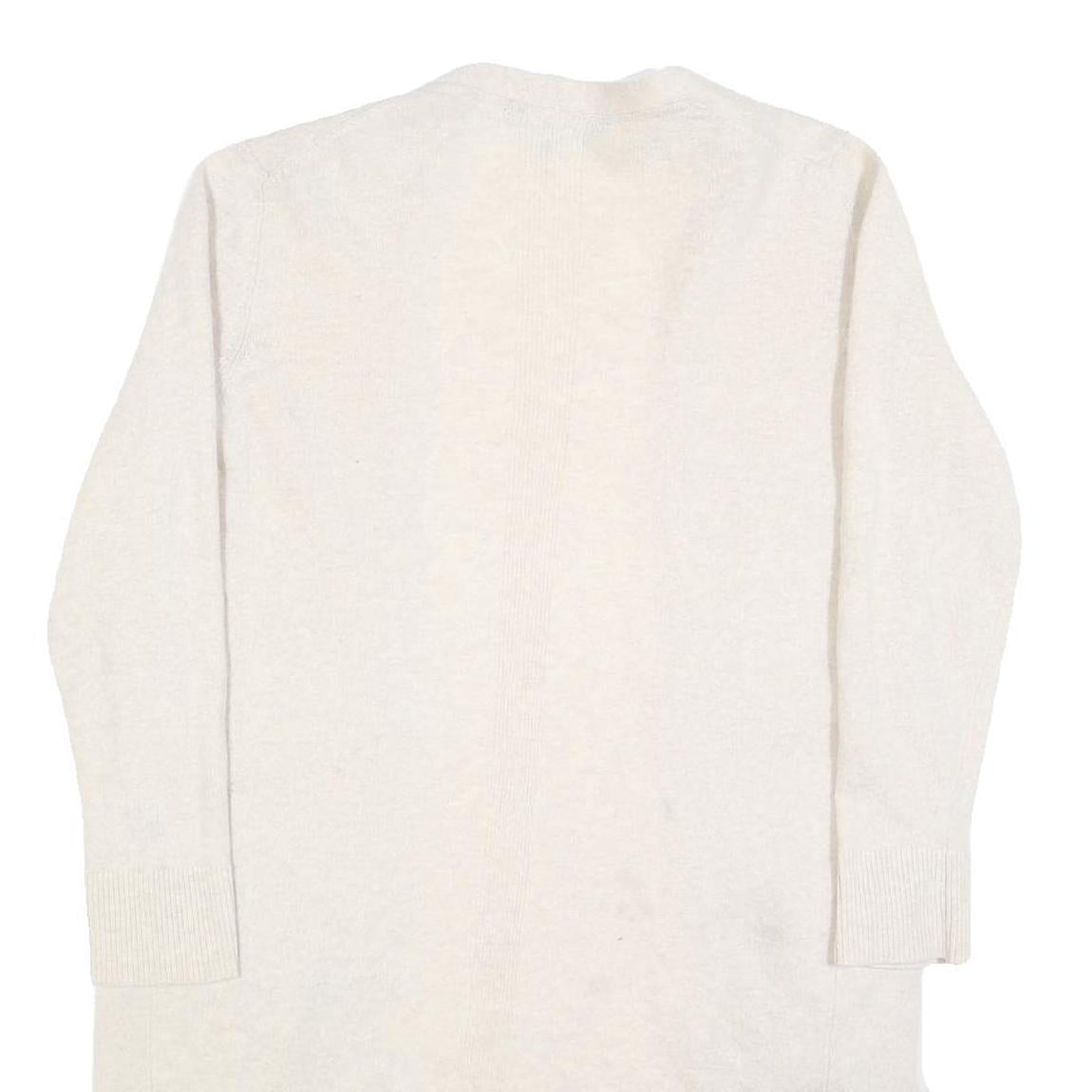 CREW CLOTHING Womens Cream Open Front Plain Crew Neck Wool Blend Jumper M