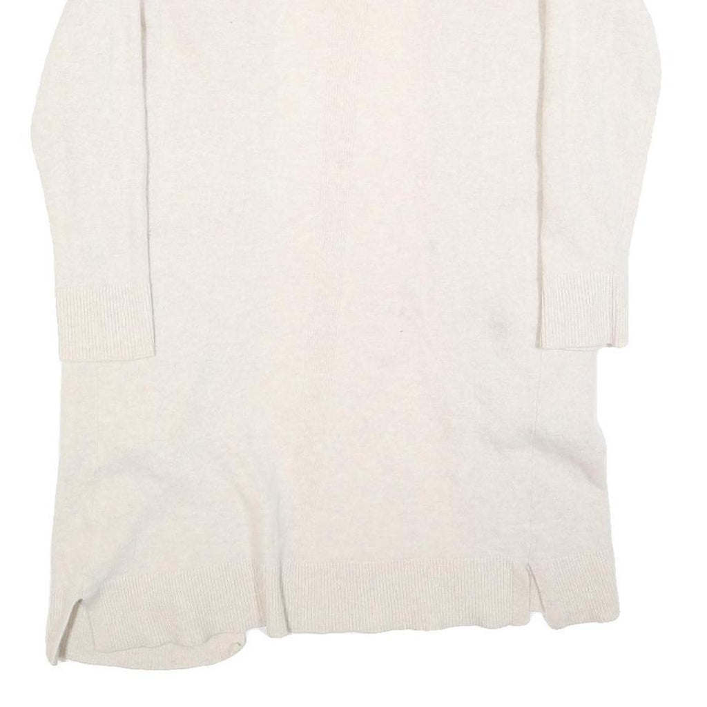 CREW CLOTHING Womens Cream Open Front Plain Crew Neck Wool Blend Jumper M