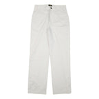 GSWD Mens Cotton Blend White Regular Straight Trousers W30 L32 Classic Zip