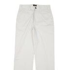 GSWD Mens Cotton Blend White Regular Straight Trousers W30 L32 Classic Zip