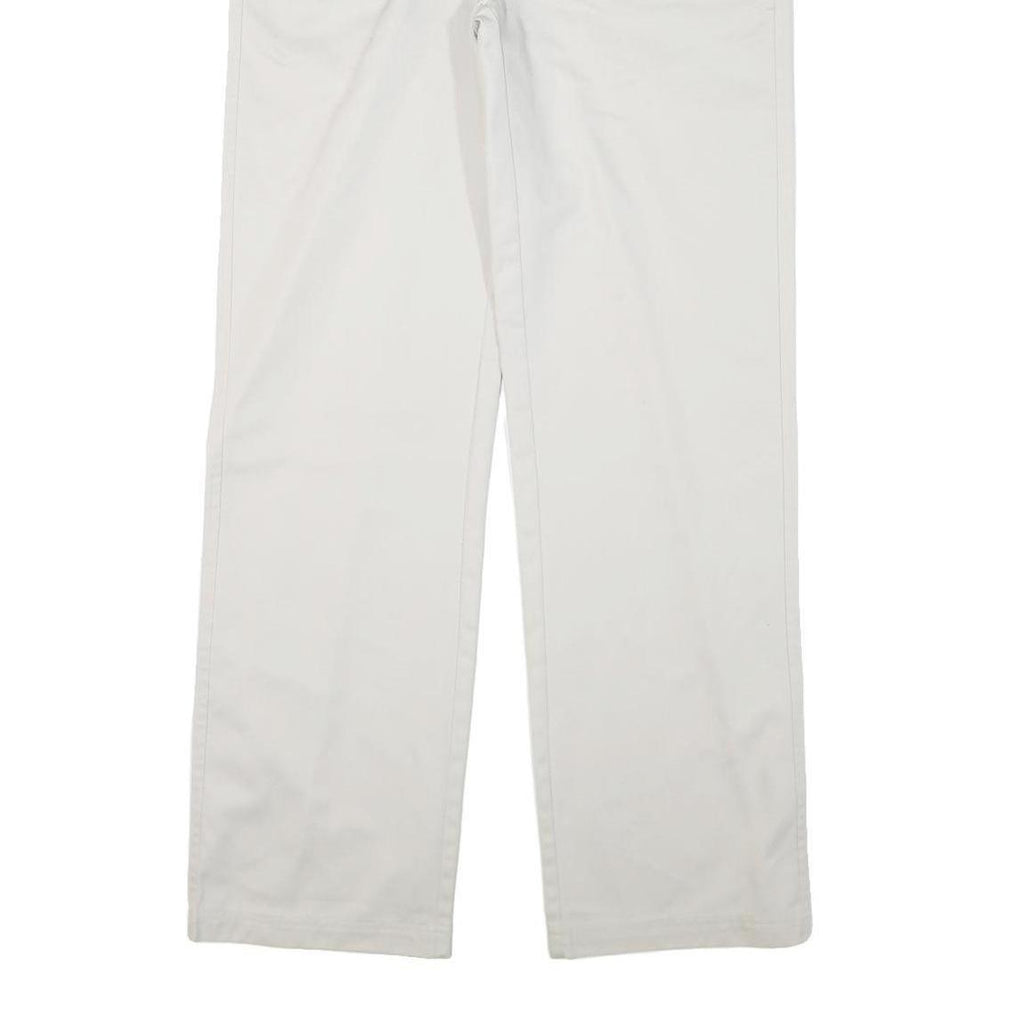 GSWD Mens Cotton Blend White Regular Straight Trousers W30 L32 Classic Zip
