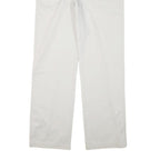 GSWD Mens Cotton Blend White Regular Straight Trousers W30 L32 Classic Zip