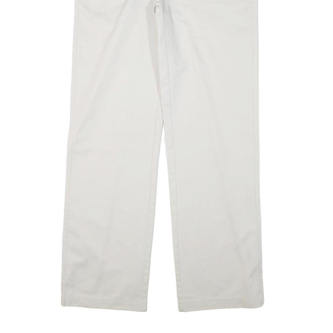 GSWD Mens Cotton Blend White Regular Straight Trousers W30 L32 Classic Zip