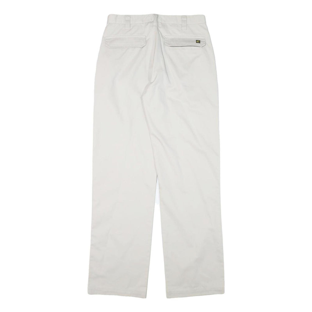 GSWD Mens Cotton Blend White Regular Straight Trousers W30 L32 Classic Zip