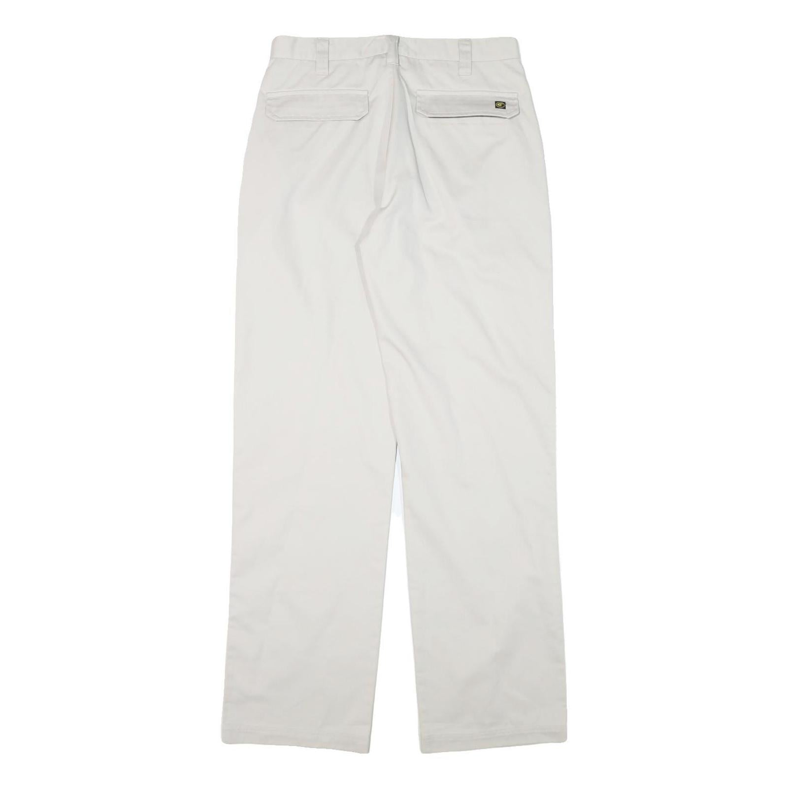 GSWD Mens Cotton Blend White Regular Straight Trousers W30 L32 Classic Zip