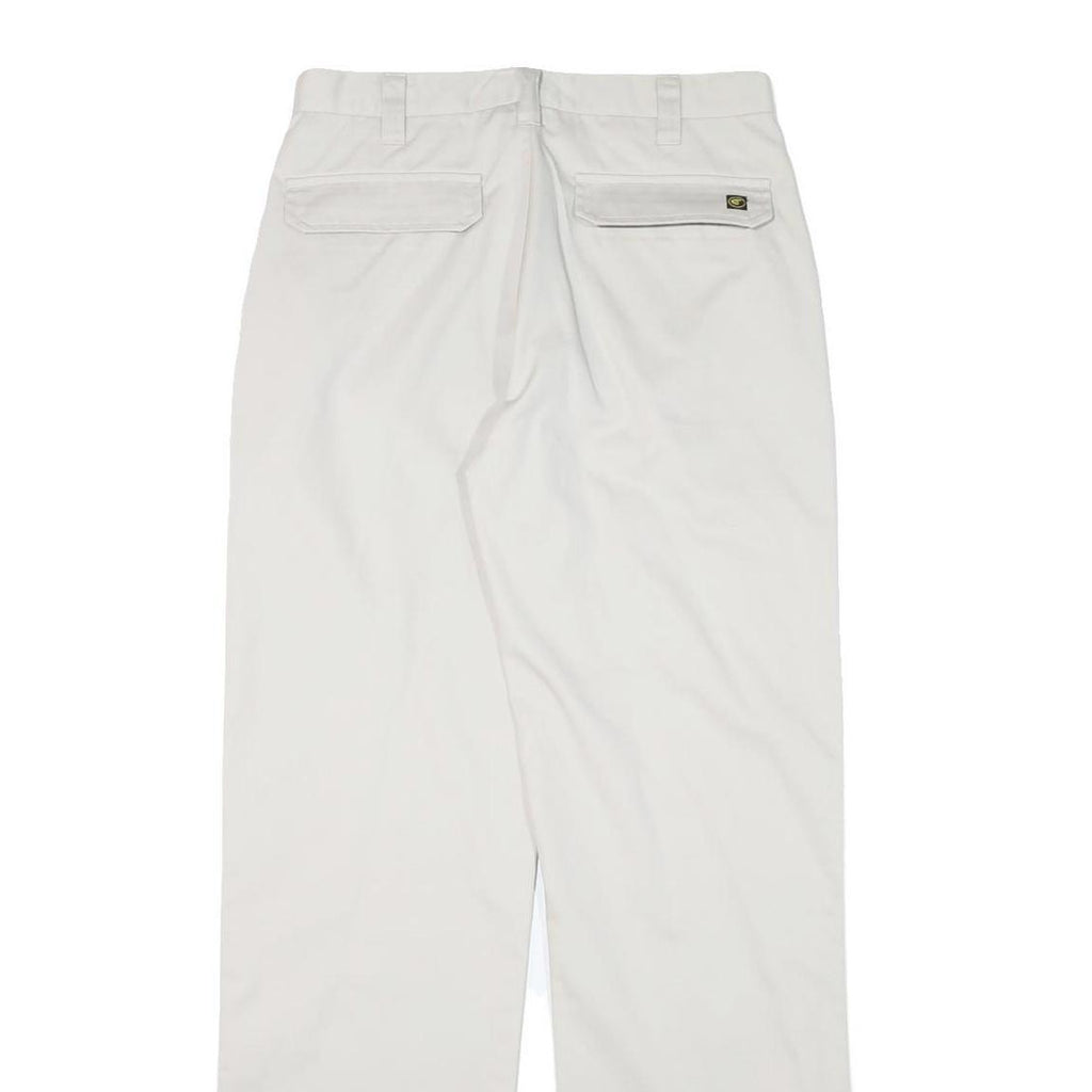 GSWD Mens Cotton Blend White Regular Straight Trousers W30 L32 Classic Zip
