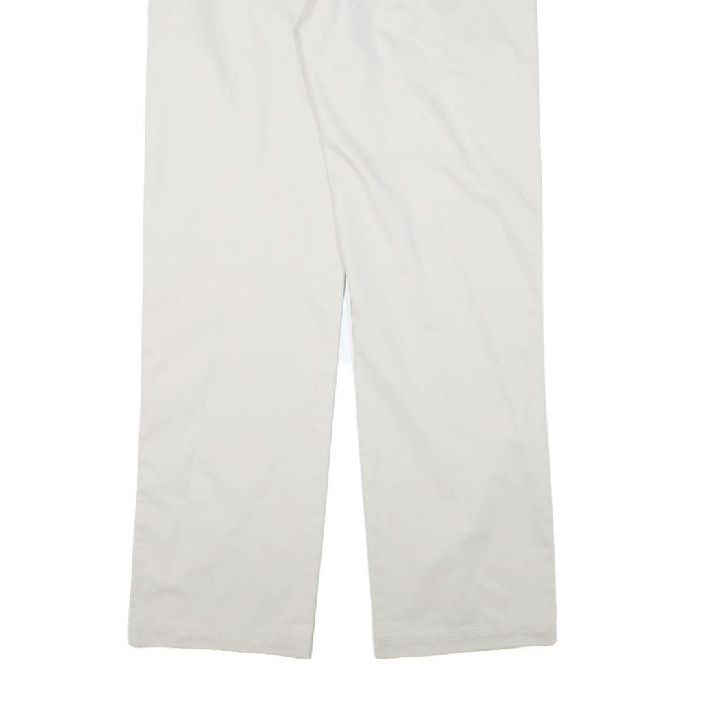 GSWD Mens Cotton Blend White Regular Straight Trousers W30 L32 Classic Zip