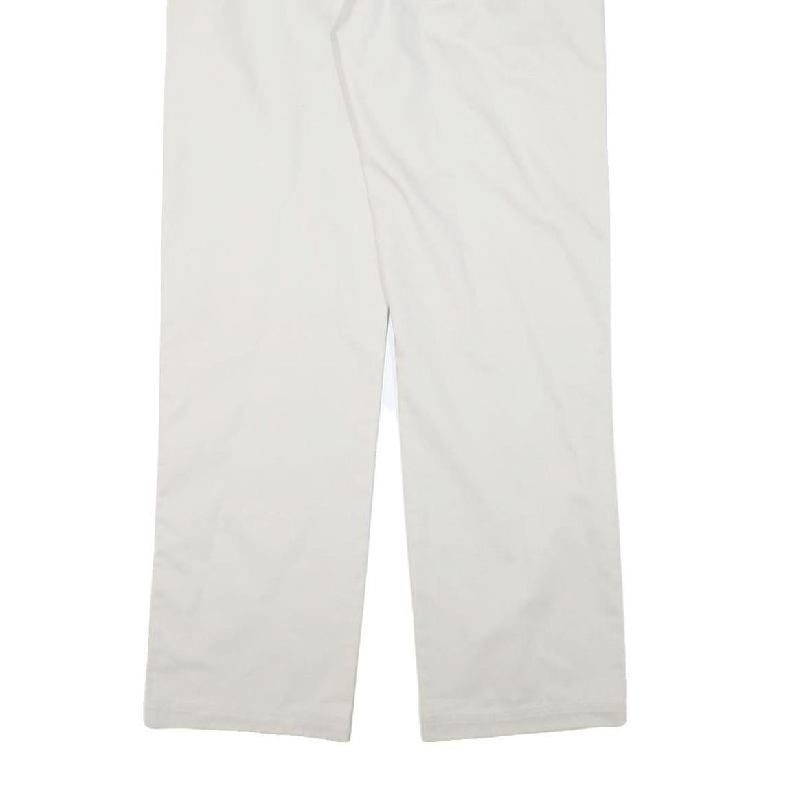 GSWD Mens Cotton Blend White Regular Straight Trousers W30 L32 Classic Zip