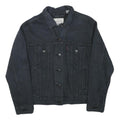 LEVI'S Womens Black Button Denim Jacket S Cotton Blend Wave Embroidered