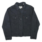 LEVI'S Womens Black Button Denim Jacket S Cotton Blend Wave Embroidered