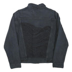 LEVI'S Womens Black Button Denim Jacket S Cotton Blend Wave Embroidered
