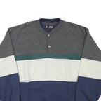 M.E SPORT Mens Grey Blue Crew Neck Sweatshirt Cotton Blend M Colour Block Casual